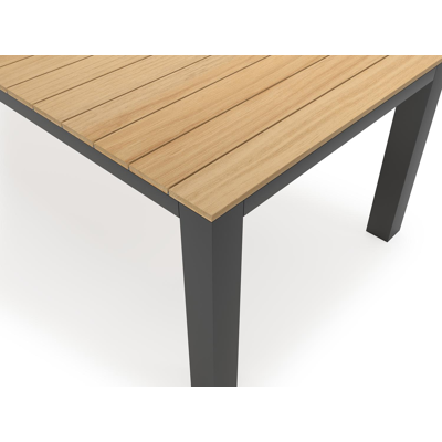 Nano tuintafel in zwart aluminium en teak - L 280 x B 110 x H 75 cm