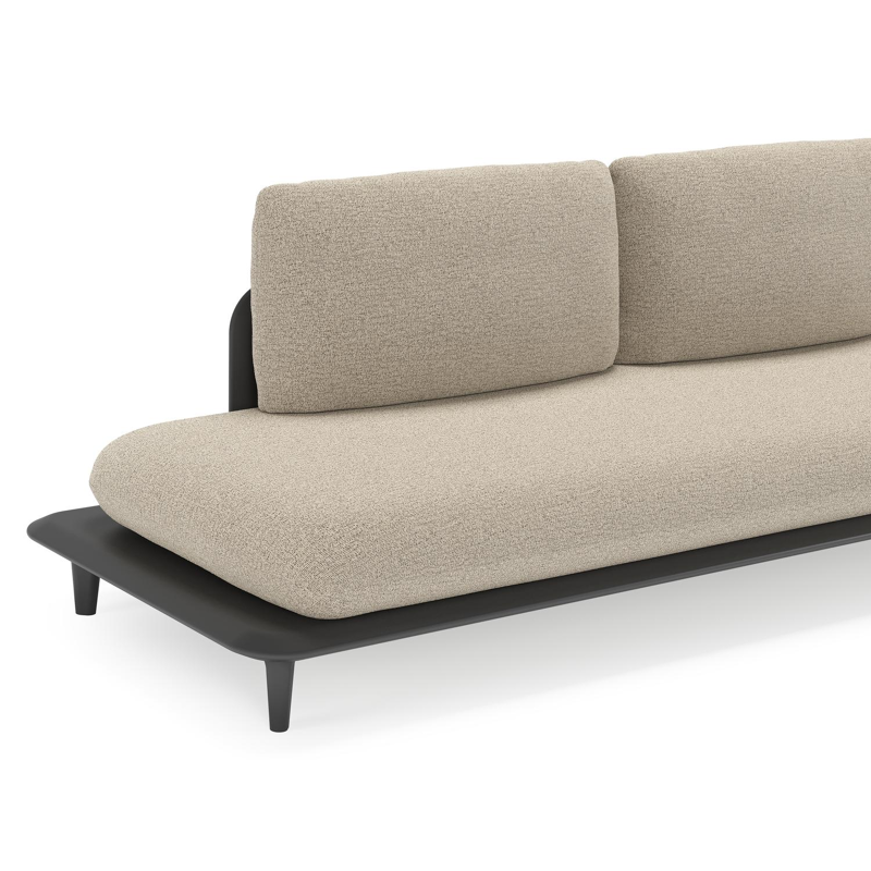 Bomero loungehoek in zwart aluminium met catania beige all weather cosytica kussen