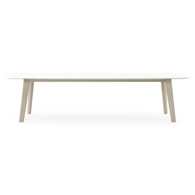 Lacrima tuintafel bootvorm in beige aluminium en volkeramiek Arctic White - L 315 x B 115 x H 73 cm