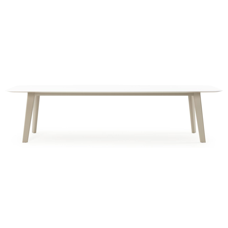 Lacrima tuintafel bootvorm in beige aluminium en volkeramiek Arctic White - L 315 x B 115 x H 73 cm