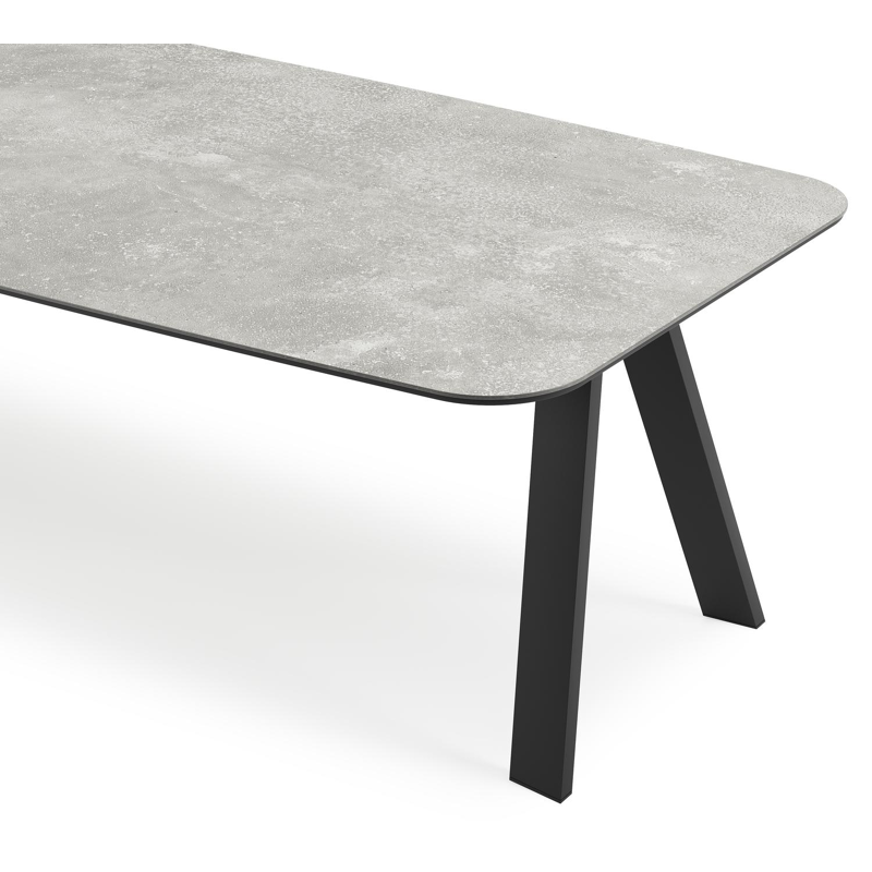 Cesano tuintafel bootvorm in zwart aluminium en volkeramiek New York - L 315 x B 115 x H 73 cm