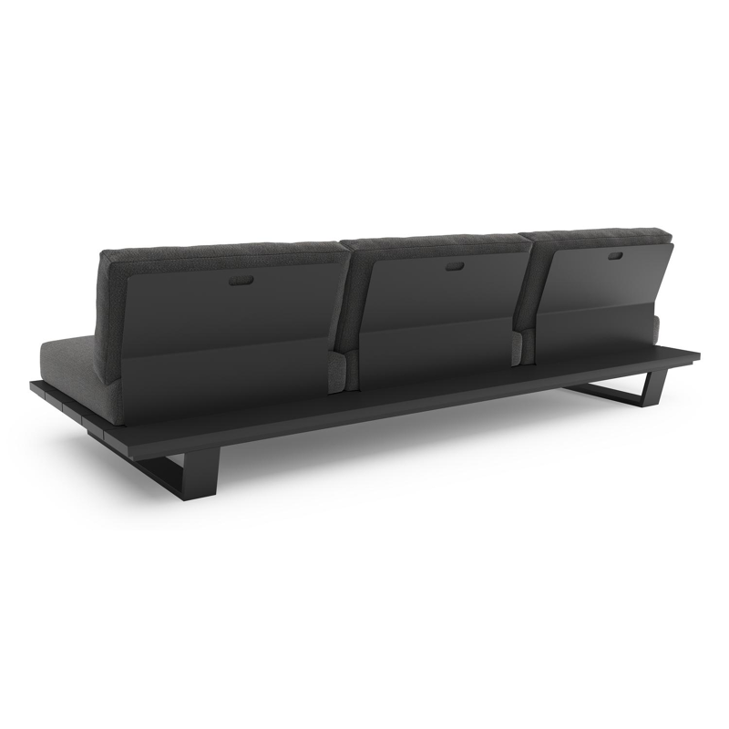 Pagino loungebank in zwart aluminium met savane tornado all weather sunbrella® luxe kussen