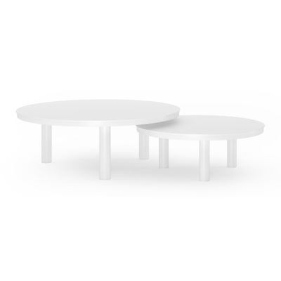 Lindo loungetafels in wit aluminium - Dia. 85 x H 27 cm, 65 x H 21 cm