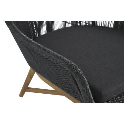 Borgo loungezetels 2 x 1-zit in teak en zwart wicker