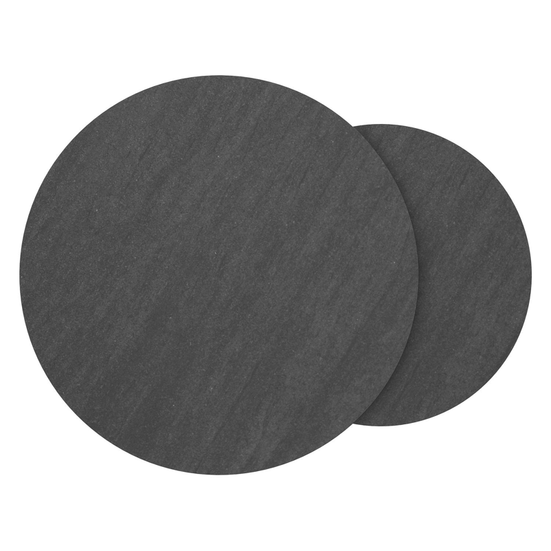 Fano set van 2 loungetafels rond in wit aluminium en volkeramiek Basalt Black - Dia. 85/65 x H 35/30 cm