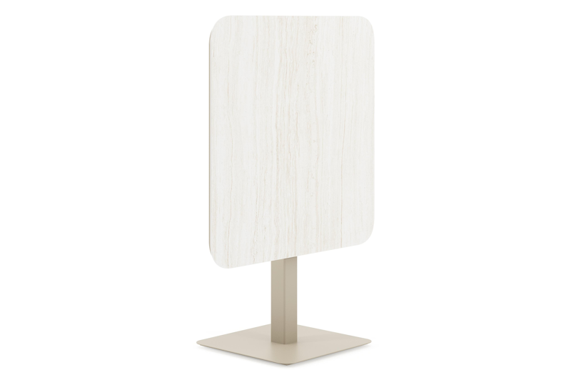 Table de jardin Fano basculante carré arrondi en aluminium beige et céramique pleine Calista Lg. 80 x Lrg. 80 x Haut. 72.50 cm