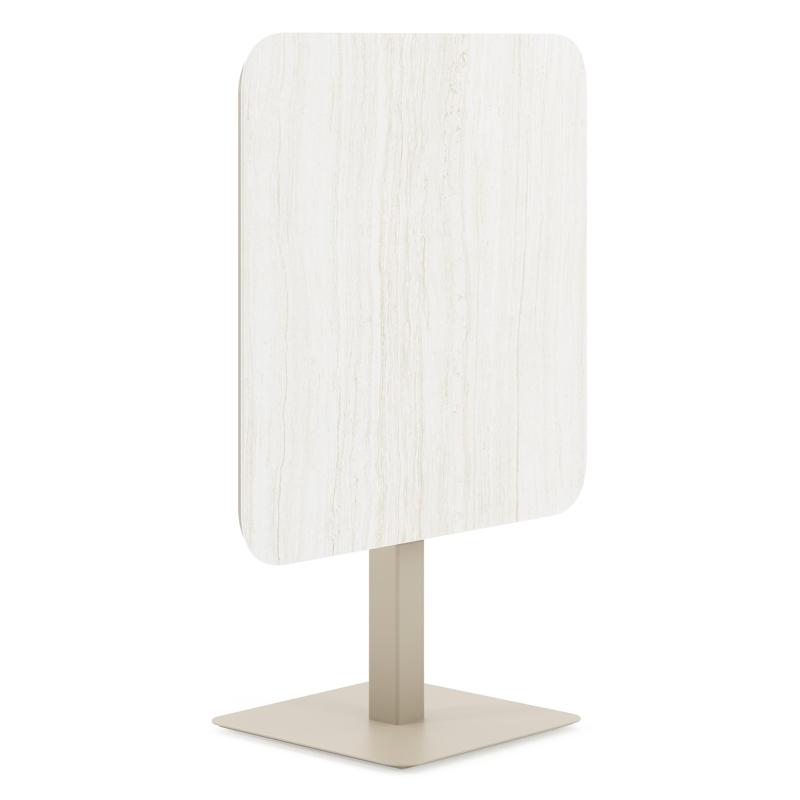 Table de jardin Fano basculante carré arrondi en aluminium beige et céramique pleine Calista Lg. 80 x Lrg. 80 x Haut. 72.50 cm