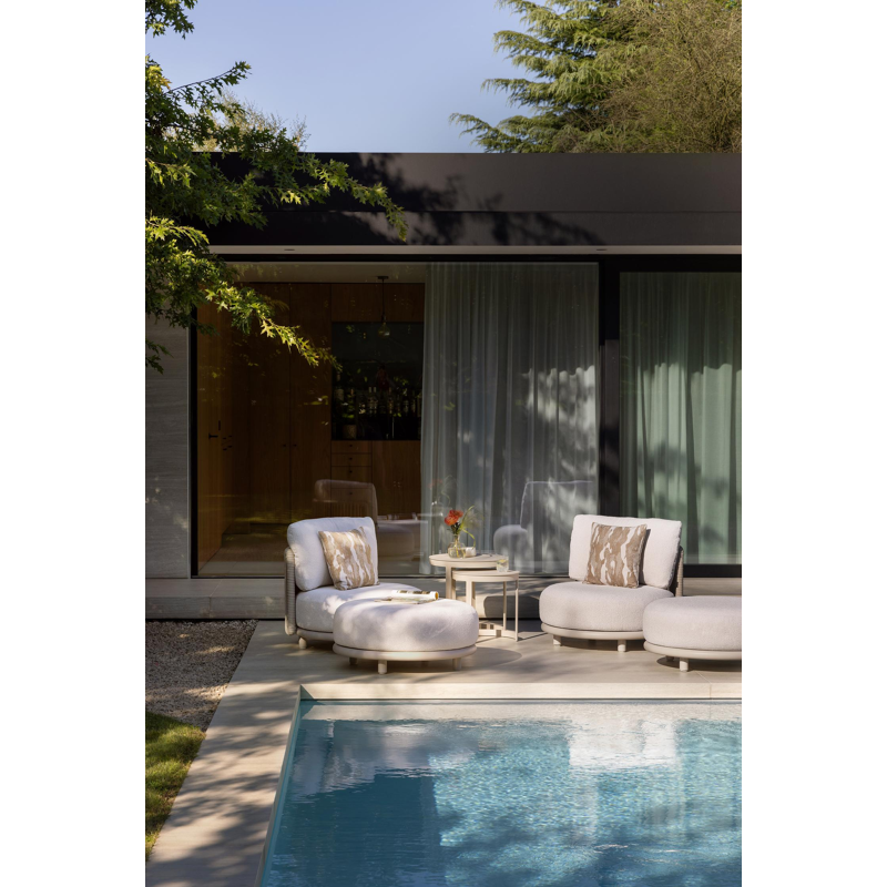 Enna loungetafels en aluminium beige - Diam. 44 x Haut. 64 cm + Diam. 52 x Haut. 52cm