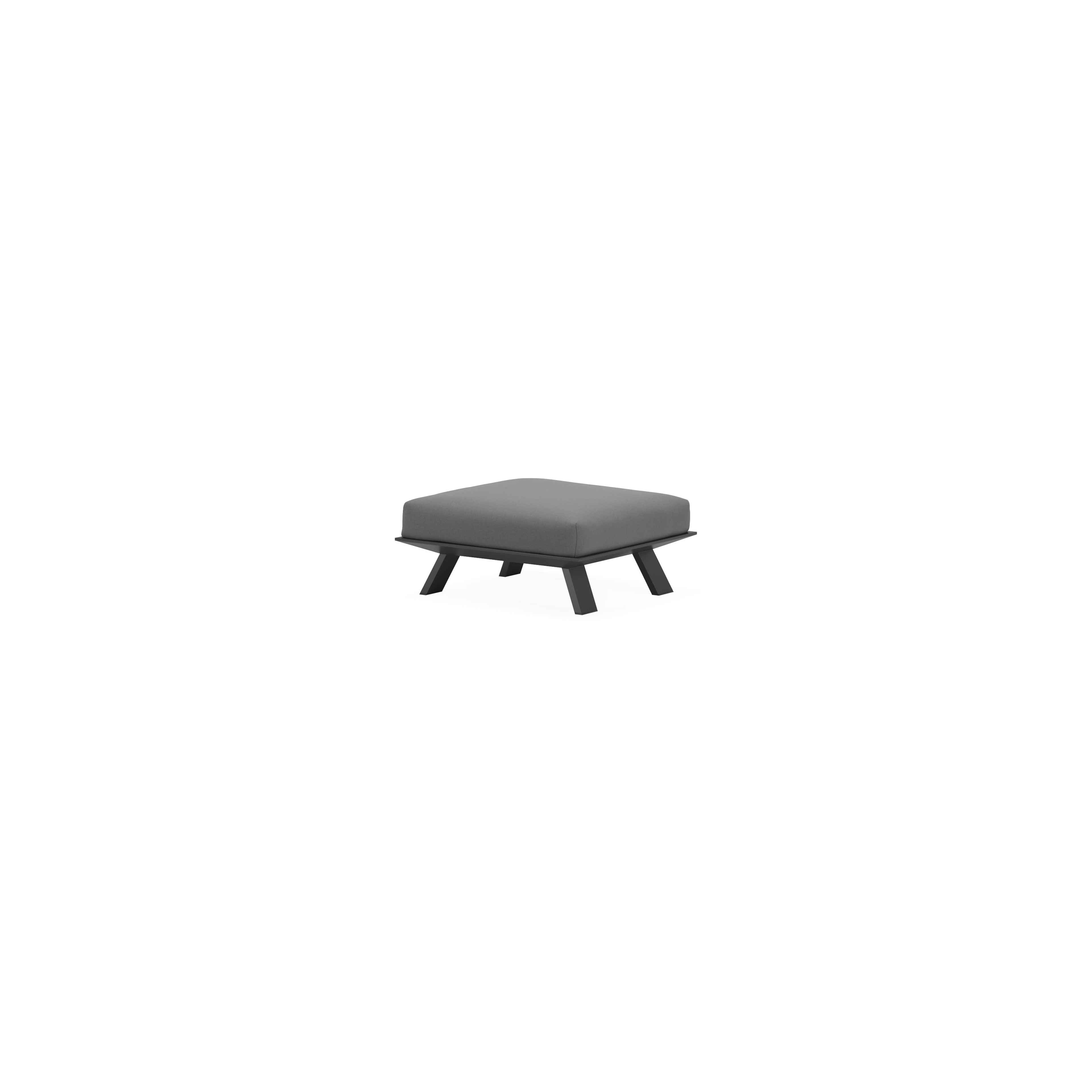 Pouf Cesano en aluminium noir avec coussin en All Weather Sunbrella® luxe natte charcoal chine