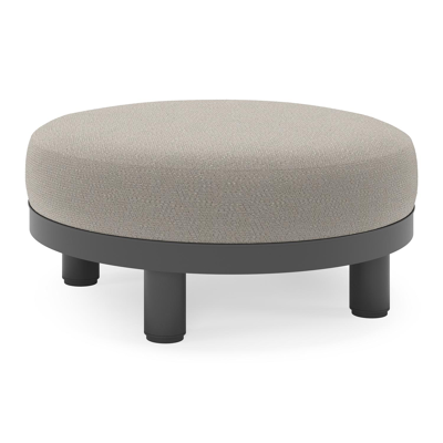 Salon de jardin pouf Donato en aluminium noir et coussins en all Weather Sunbrella® Luxe Lopi Silver