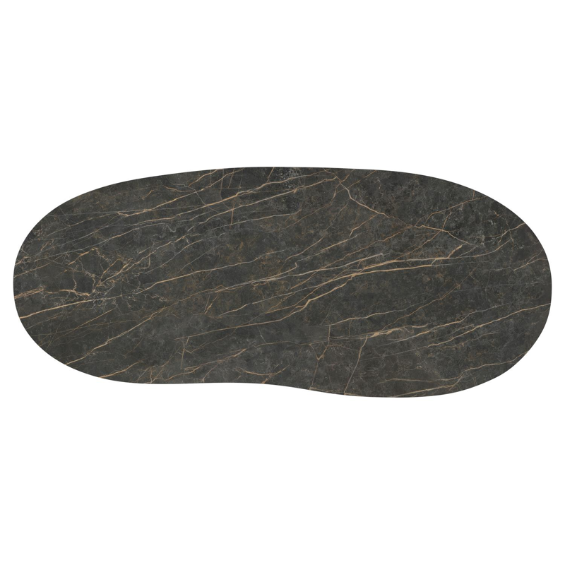 Table de jardin Amico organique en aluminium blanc et céramique pleine Black Obsession - Lg. 280 x Lrg. 120 x Haut. 73.5 cm