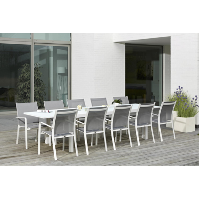 Calobra verlengbare tuintafel in wit aluminium en glas wit - L 220/330 x B 107 x H 75 cm