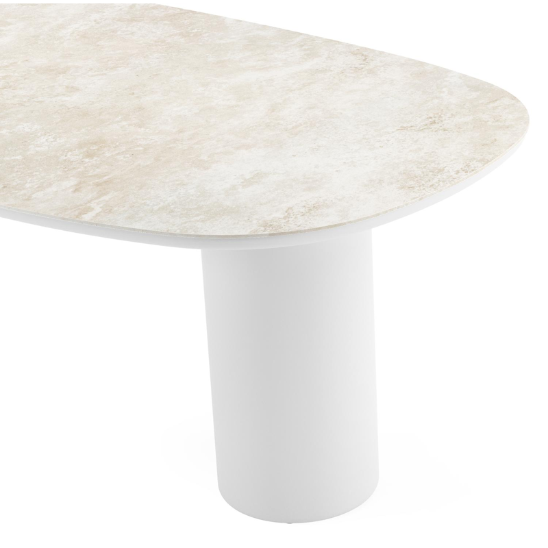 Amico tuintafel bombo in wit aluminium en volkeramiek Rapolano - L 210 x B 110 x H 73.5 cm