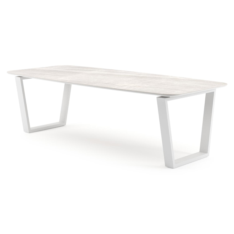 Pagino tuintafel bootvorm in wit aluminium en volkeramiek Taj Mahal - L 255 x B 115 x H 73 cm