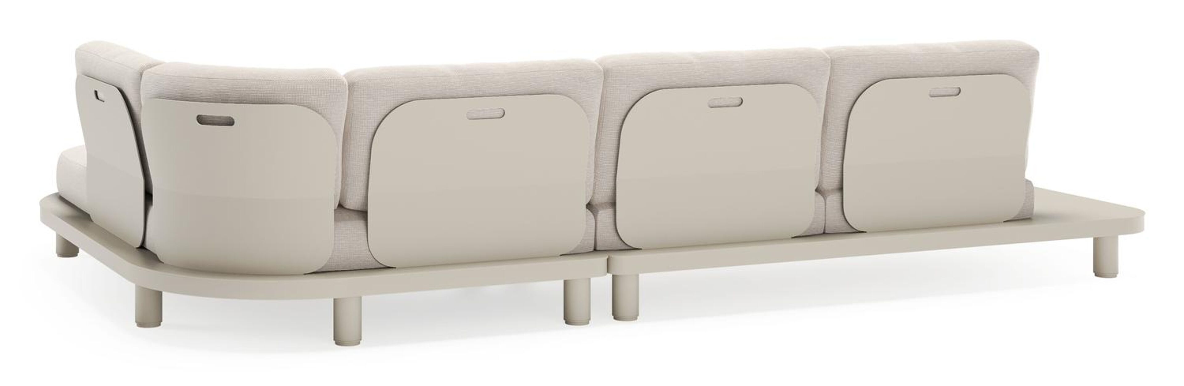 Donato loungehoek in beige aluminium met slow farafra all weather sunbrella® luxe kussen