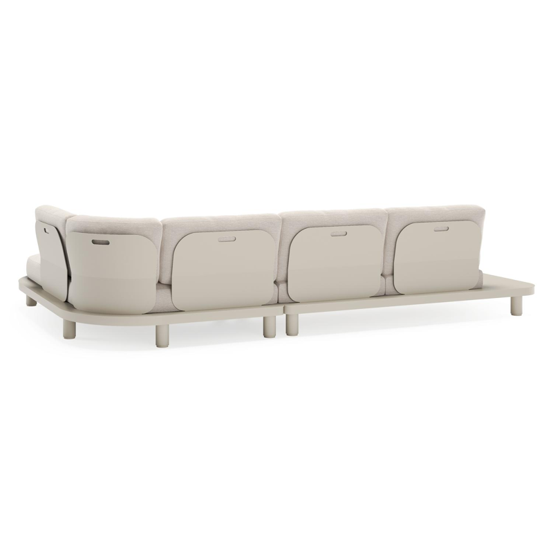 Donato loungehoek in beige aluminium met slow farafra all weather sunbrella® luxe kussen