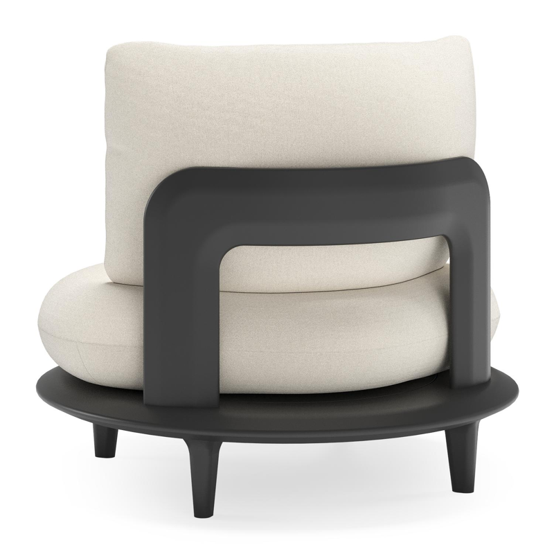 Bomero loungestoel in zwart aluminium met natte white all weather sunbrella® luxe kussen