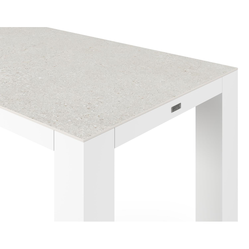 Table de jardin Nano en aluminium blanc et céramique pleine shilin - Lg 170 x Larg. 70 x H 106 cm