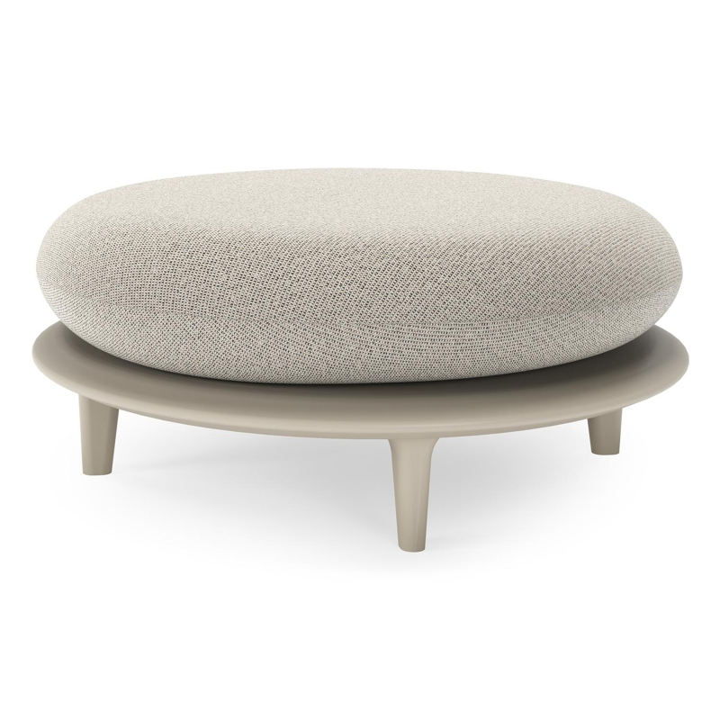 Bomero poef in beige aluminium met firenze sand all weather solica kussen