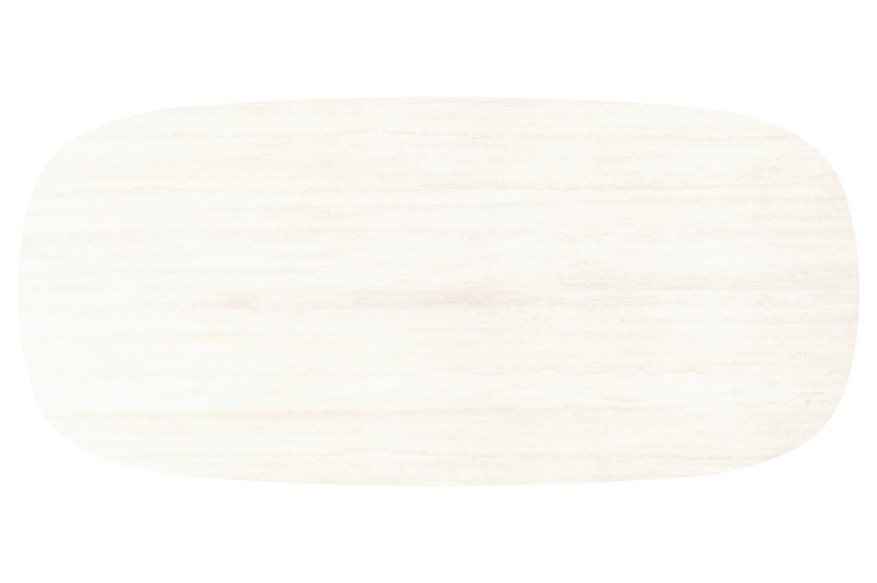 Table de jardin Amico bombo xl en aluminium blanc et céramique pleine Travertino Bianco - Lg. 320 x Lrg. 148 x Haut. 73.5 cm