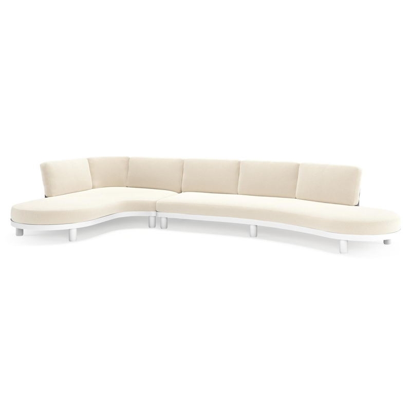 Donato loungehoek in wit aluminium met all weather cosytica Althea Off White kussen