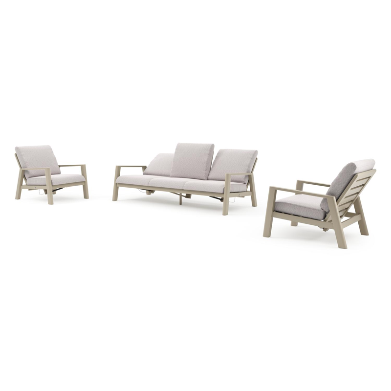 Cirello loungeset in beige aluminium met wander gobi all weather sunbrella® luxe kussen