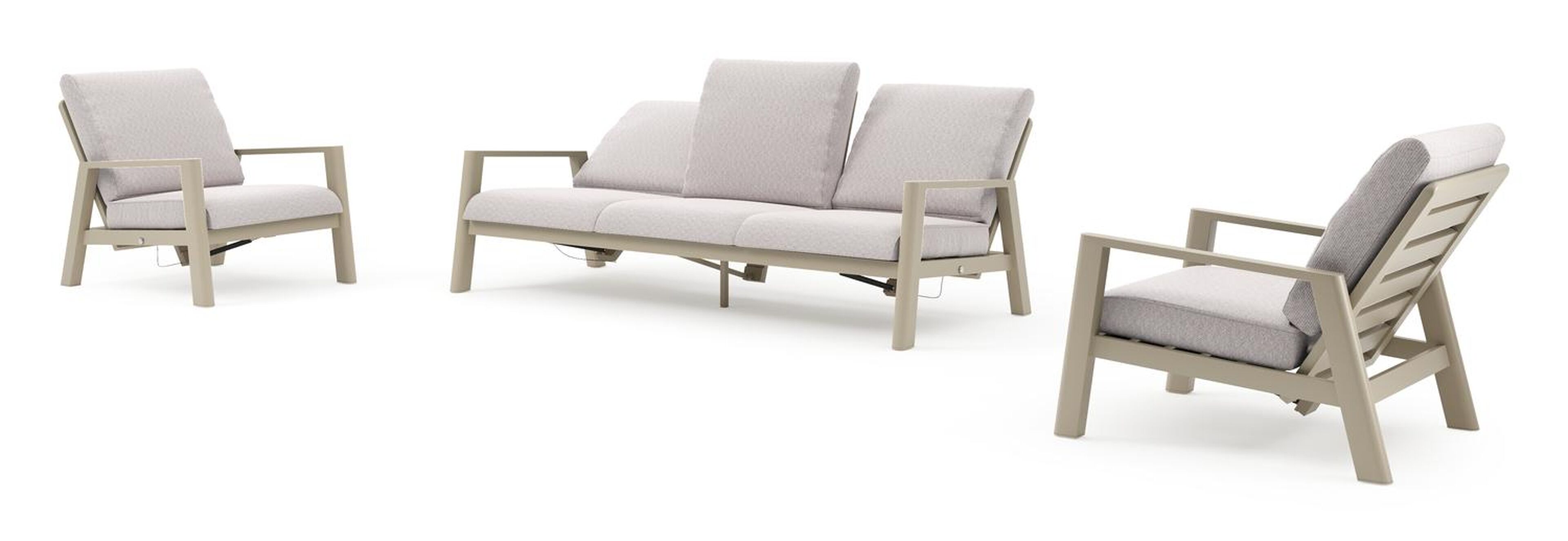 Cirello loungeset in beige aluminium met wander gobi all weather sunbrella® luxe kussen