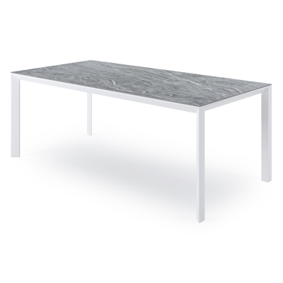 Malito tuintafel in wit aluminium en volkeramiek mar del plata - L 200 x B 100 x H 75,1 cm
