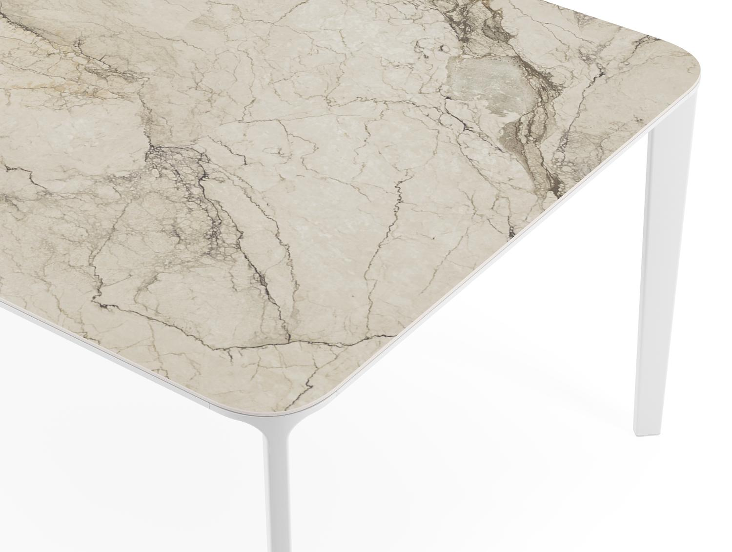 Urbino tuintafel rechthoekig afgerond in wit aluminium en volkeramiek colorado dunes - L 290 x B 110 x H 74 cm