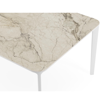 Urbino tuintafel rechthoekig afgerond in wit aluminium en volkeramiek colorado dunes - L 290 x B 110 x H 74 cm