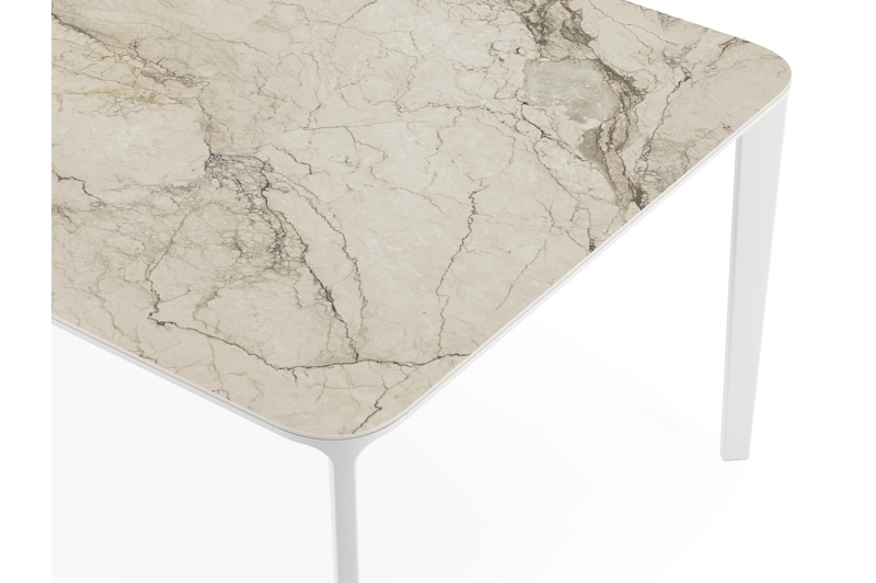 Urbino tuintafel rechthoekig afgerond in wit aluminium en volkeramiek colorado dunes - L 290 x B 110 x H 74 cm
