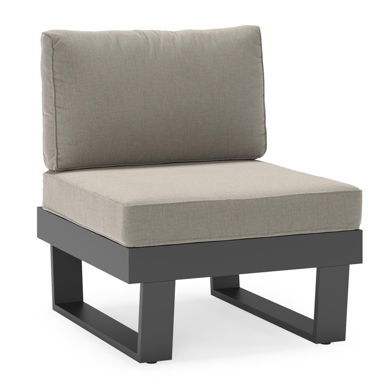 Alora loungestoel in zwart aluminium met grijs weather+ softtouch kussens