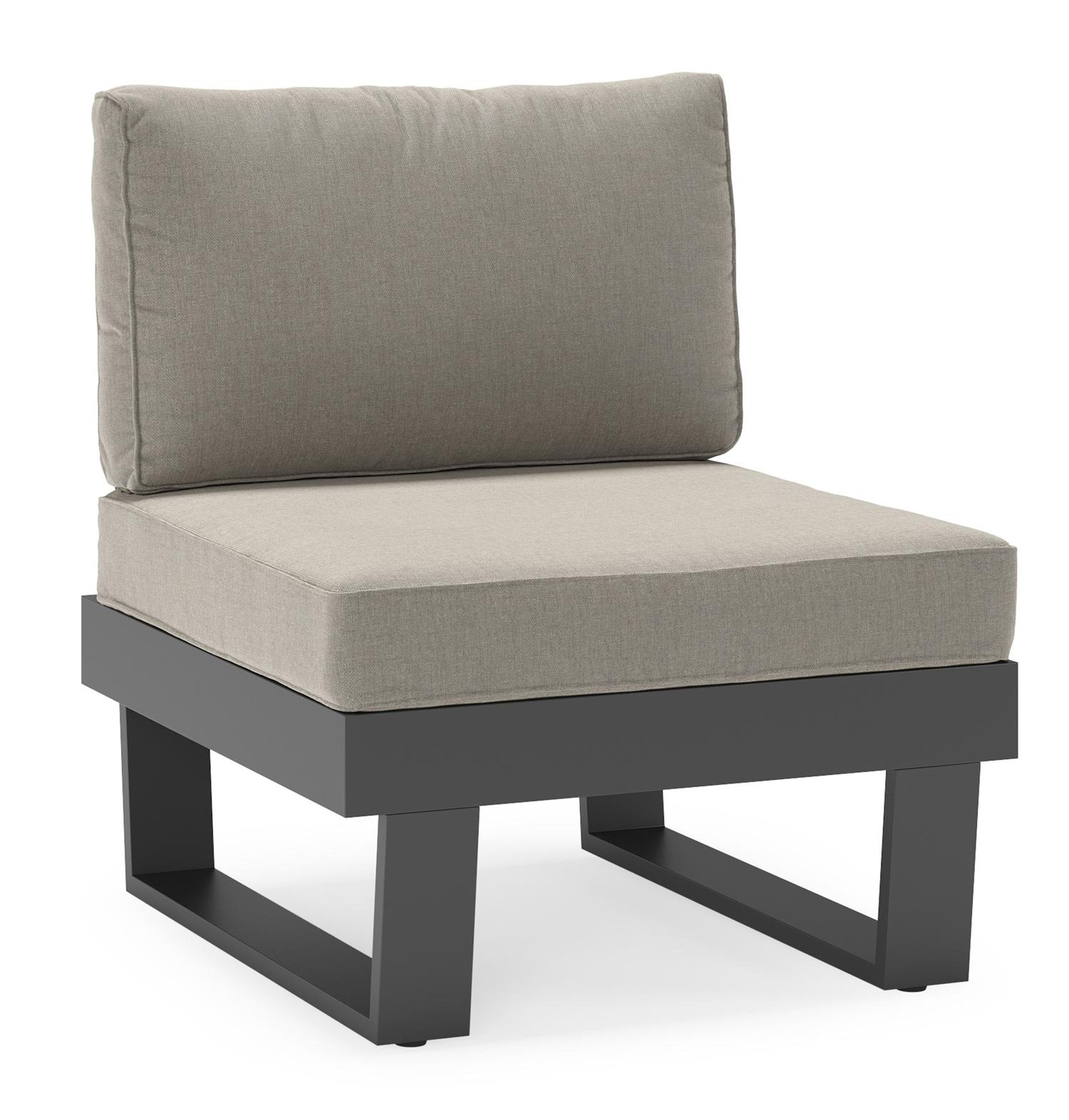 Alora loungestoel in zwart aluminium met grijs weather+ softtouch kussens