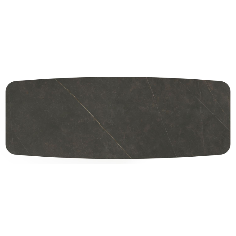 Lacrima tuintafel bootvorm in beige aluminium en volkeramiek Calatorao - L 315 x B 115 x H 73 cm