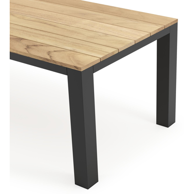 Nano tuintafel in zwart aluminium en teak - L 240 x B 100 x H 75 cm