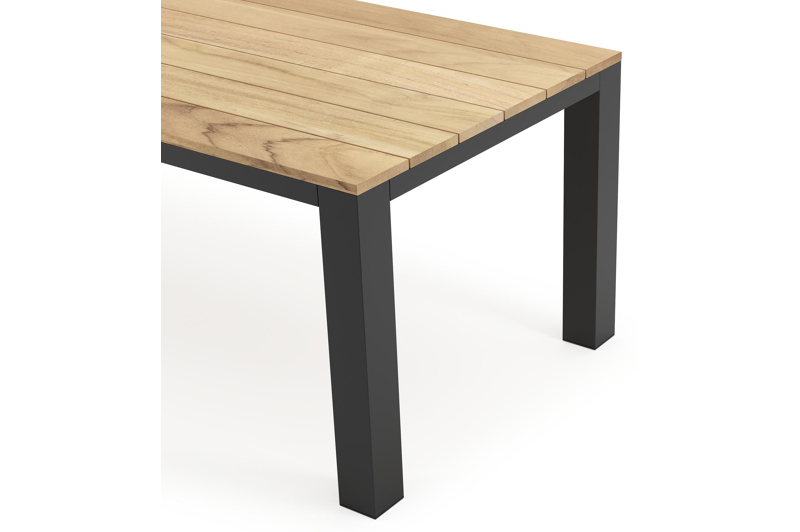 Nano tuintafel in zwart aluminium en teak - L 240 x B 100 x H 75 cm