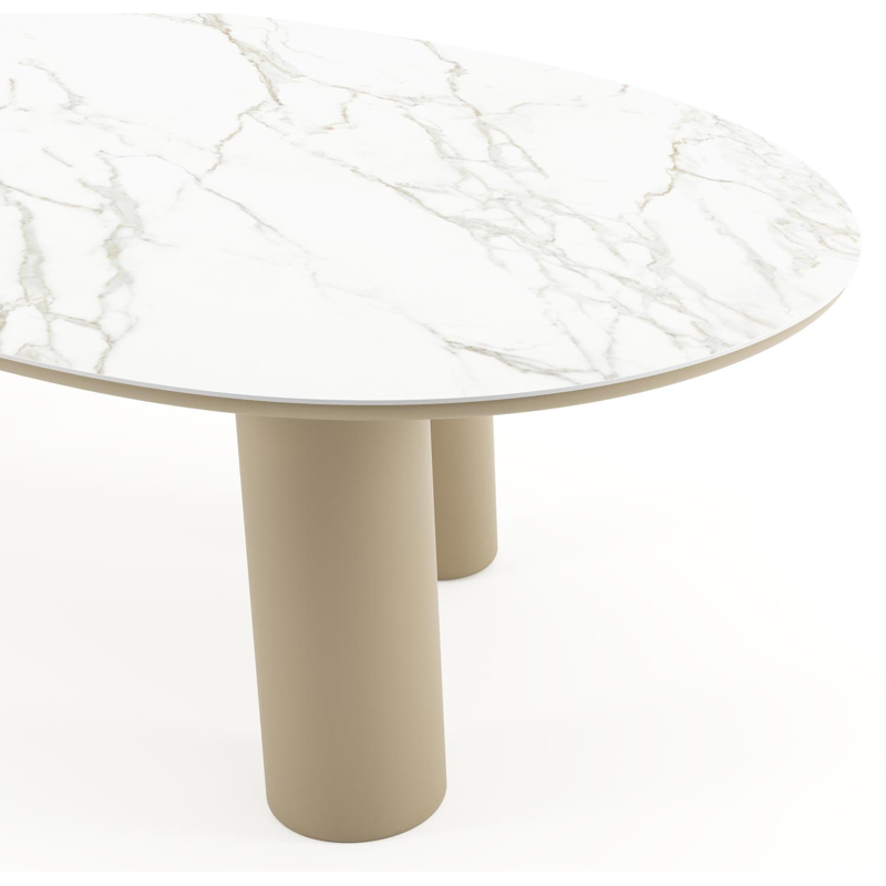 Amico tuintafel mango in beige aluminium en volkeramiek Calacatta - L 260 x B 130 x H 74 cm