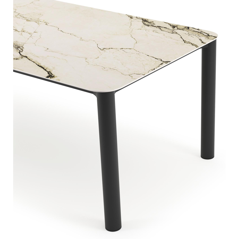 Orso tuintafel rechthoekig afgerond in zwart aluminium en volkeramiek colorado dunes - L 240 x B 100 x H 73.5 cm