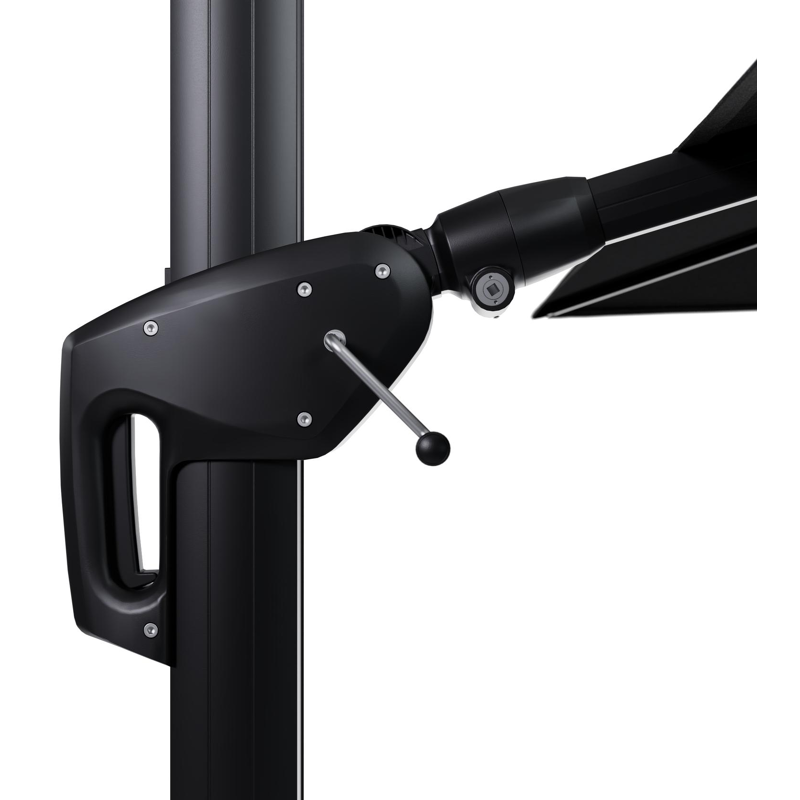 Parasol pendant Minore avec fonction tilt en aluminium noir et toile de parasol en All Weather Sunbrella® Luxe Chartres Sooty  - Lg.1: 350 x Lg.2: 350 cm (sans pied de parasol