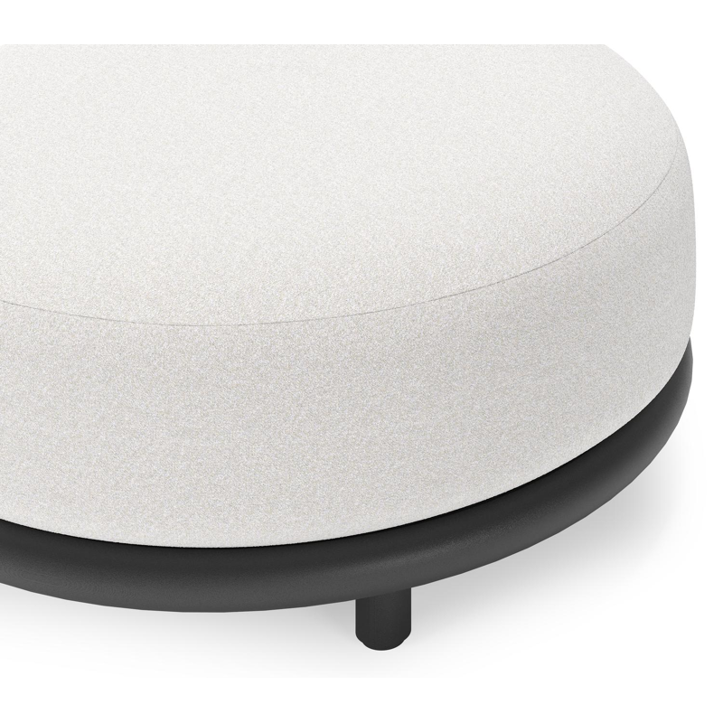 Pouf Lomano en aluminium noir et corde luxe plate tissÃ©e verticalement beige et coussins en all weather solica Soul Optik