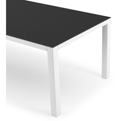Como tuintafel rechthoekig in wit aluminium en volkeramiek Nero Black - L 240 x B 100 x H 75 cm