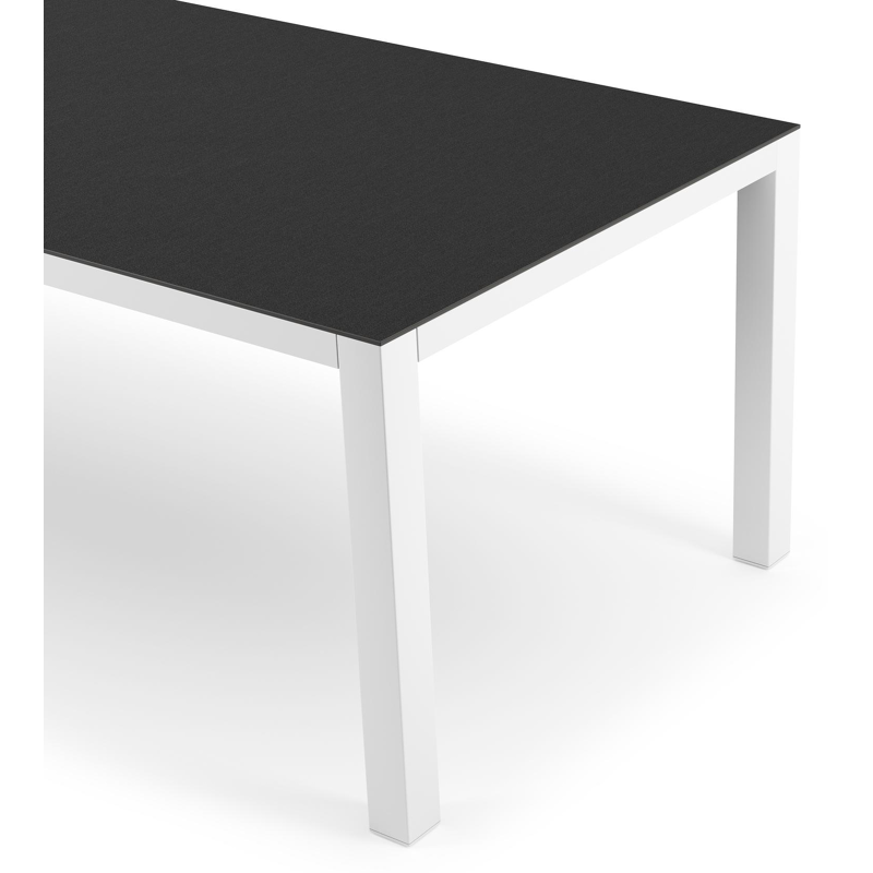Table de jardin Como rectangulaire en aluminium blanc et céramique pleine Nero Black - Lg. 240 x Lrg. 100 x Haut. 75 cm
