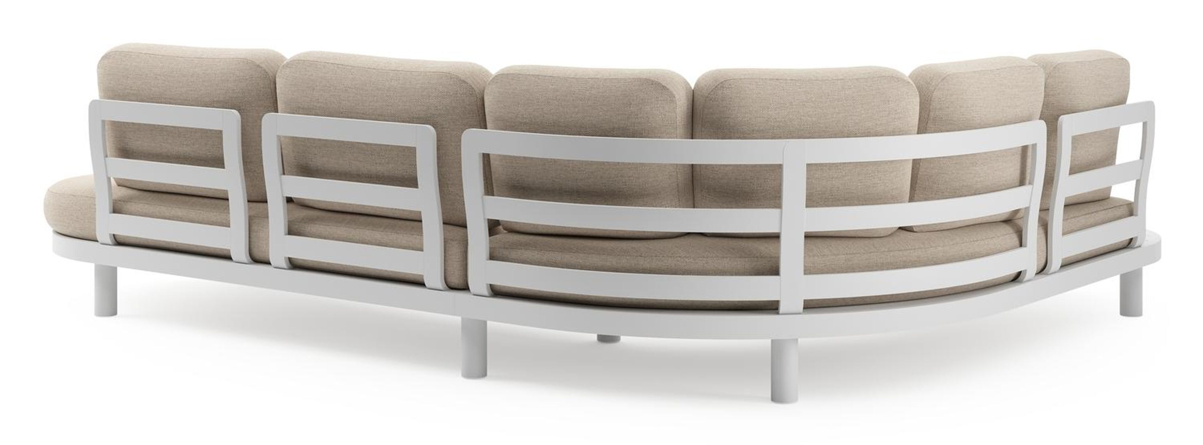 Palma loungehoek in wit aluminium met rustic weather+ softtouch kussens en loungetafel