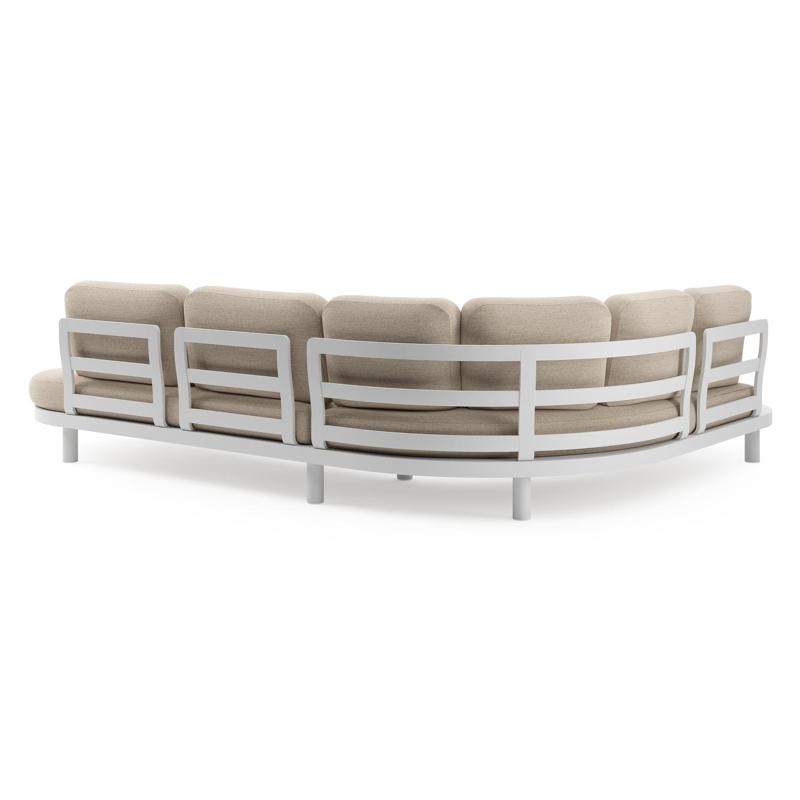 Palma loungehoek in wit aluminium met rustic weather+ softtouch kussens en loungetafel