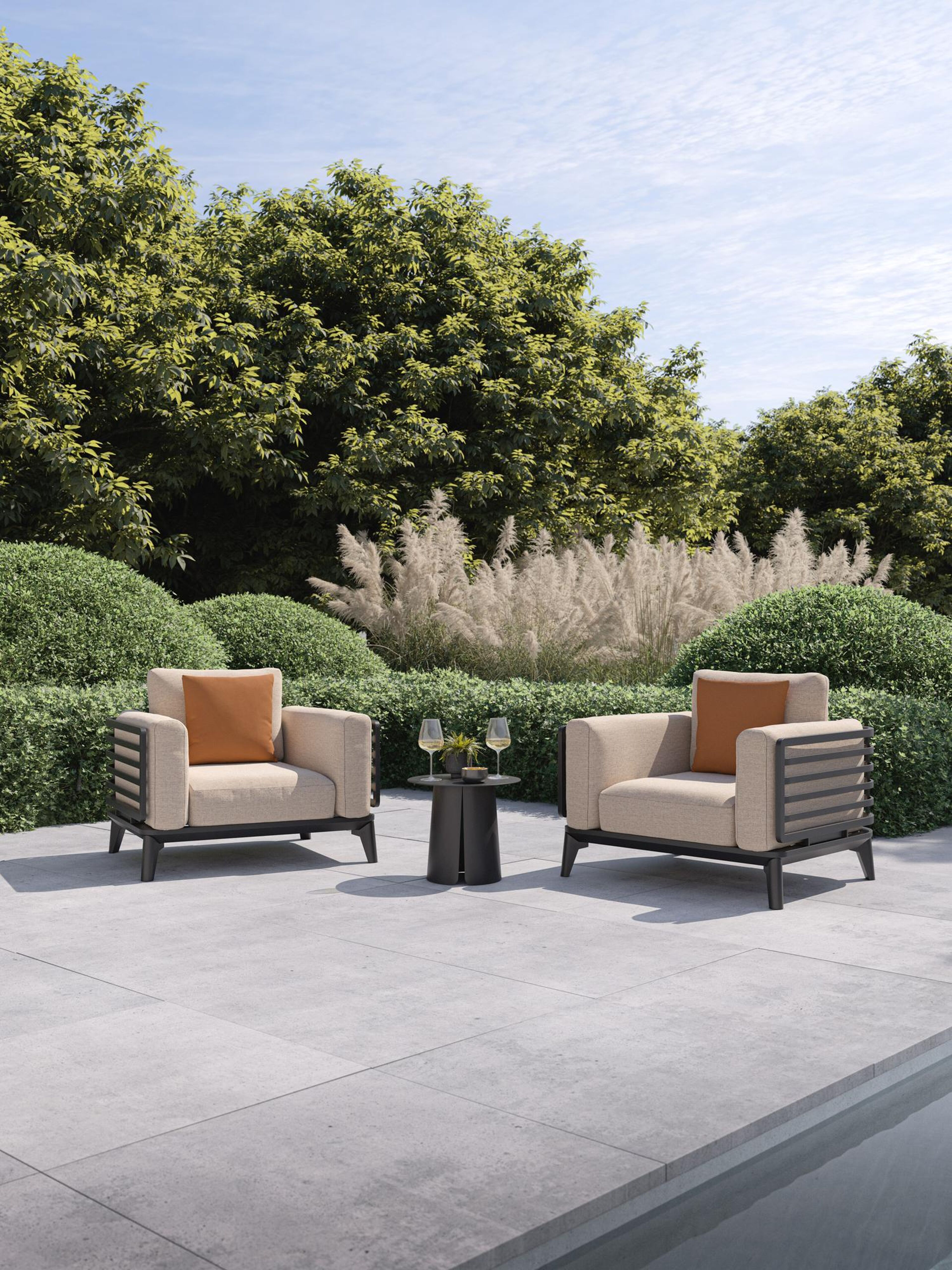 Mosa loungestoel in zwart aluminium met rustic weather+ softtouch kussens