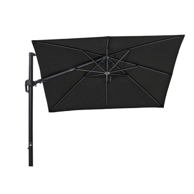 Rufina zweefparasol met tiltfunctie in zwart aluminium met zwart sunbrella® premium parasoldoek - L1 300 x L2 300 cm (zonder voet)
