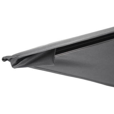Parasol pendant Avola avec fonction tilt en aluminium noir avec toile de parasol en all weather sunbrella® premium gris - Larg1 200 x Larg2 300 cm (avec pied de parasol)