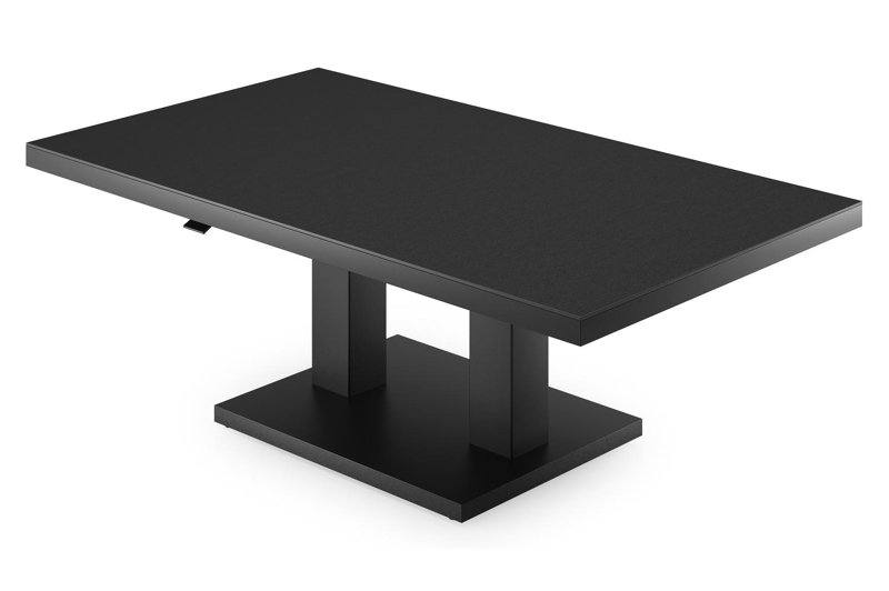 Cirello Pop up loungetafel in zwart aluminium en zwart volkeramiek - L 140 x B 80 x H 71,6 cm