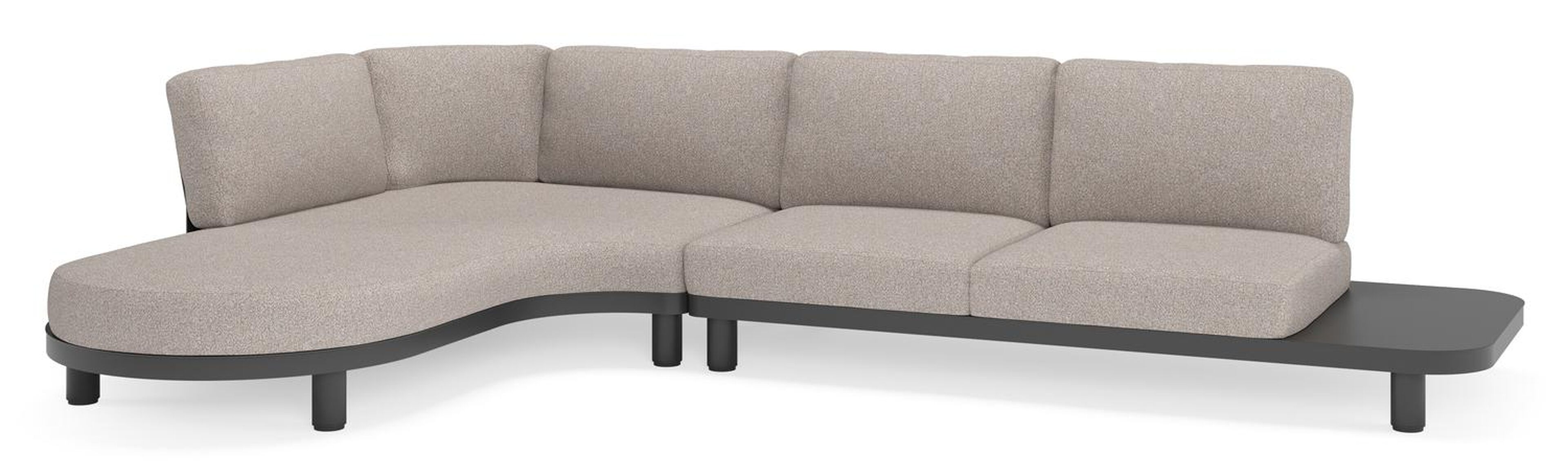 Donato loungehoek in zwart aluminium met all weather sunbrella® luxe Tundra Charcoal kussen