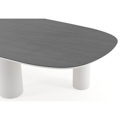 Amico tuintafel bombo xl in wit aluminium en volkeramiek Basalt Black - L 320 x B 148 x H 73.5 cm